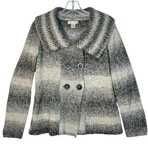 Cambridge Dry Goods Cardigan Sweater Womens Grey Ombre Double Breasted Cozy  M